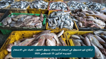 ارتفاع غير مسبوق في أسعار الأسماك بسوق العبور.. تعرف على الأسعار الجديدة الاثنين 25 أغسطس 2025